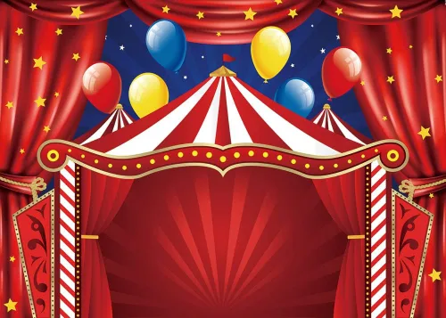 Vista 7 de Telón de fondo de carpa de circo roja Big Top temática de carnaval fiesta de cumpleaños fondo de fotografía para recién nacidos baby shower cabinas
