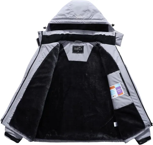 Vista 3 de Pooluly - Chaqueta de invierno para esquísnowboard para mujer, con capucha, impermeable, rompeviento