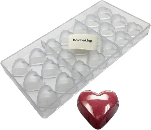 Vista 9 de Goldbaking Molde de chocolate con forma de corazón de diamante Bandeja de caramelo de policarbonato