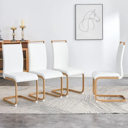 Vista 42 de gopop Juego de sillas de comedor, sillas modernas de metal con asiento acolchado de piel sintética, respaldo alto y patas cromadas resistentes, Negro