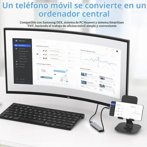Vista 4 de Adaptador HDMI USB C, estación de acoplamiento 5 en 1 con HDMI 4K, puerto de datos USB C, PD de 100 W y USB 3.0 y 2.0 compatible con MacBook