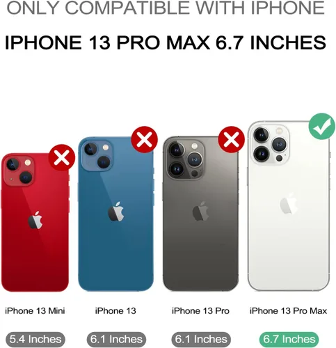 Vista 2 de Dexnor Funda para iPhone 13 Pro Max de 6.7 pulgadas 2021, [Protector de pantalla y soporte integrados] Protección de grado militar resistente a Negro