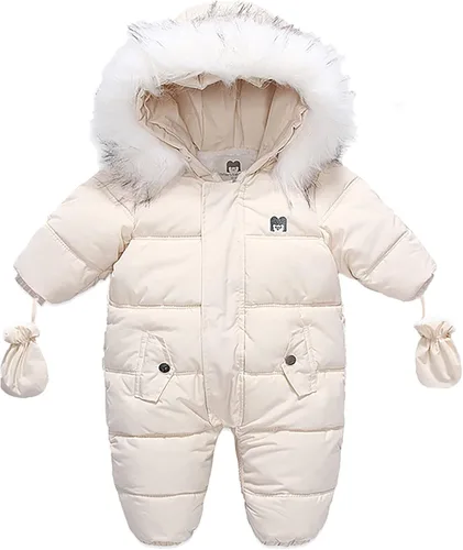 Vista 2 de Traje de nieve de forro polar para bebé, abrigo de invierno con capucha y guantes