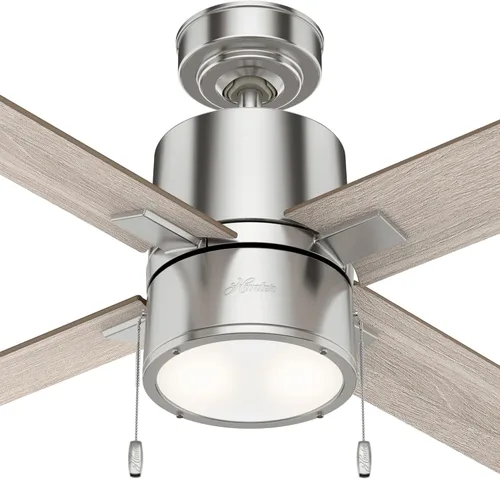 Vista 9 de Hunter Beck - Ventilador de techo para interiores, con luz LED, 52 pulgadas, níquel cepillado