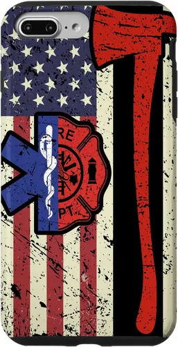 Vista 12 de Funda para iPhone 16 EMT Firefighter American Flag Patriot Paramedic Firefighter