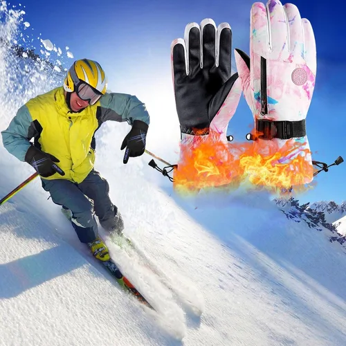 Vista 4 de Aniywn Guantes de esquí para adultos, impermeables, para pantalla táctil, guantes de nieve para hombres y mujeres, guantes de snowboard cálidos