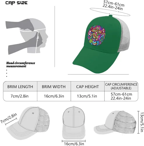 Vista 4 de devor Sombreros de papá psicodélicos Magic Mushrooms Gorras de béisbol, gorras gráficas para mujer