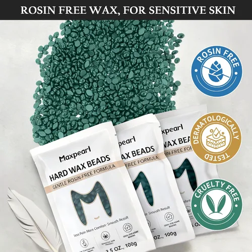 Vista 2 de Maxpearl Cuentas de cera dura sin colofonia, 10.5 onzas (10.58 oz), para pieles sensibles, granos de cera para depilación Branzilan, bikini, cara