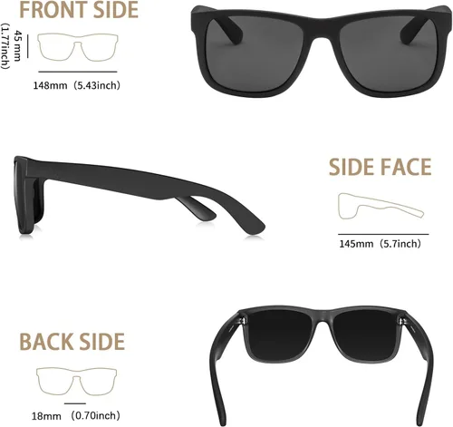 Vista 7 de MAXJULI Gafas de sol polarizadas para hombres y mujeres, lentes de sol rectangulares con protección UV 8806