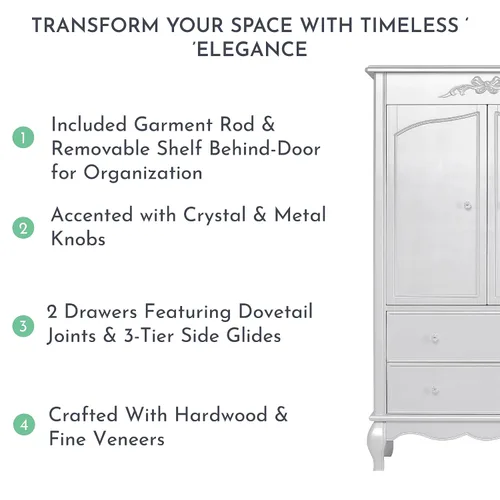 Vista 5 de Evolur Aurora Armoire, Queen, Akoya Grey PearlSilver Mist