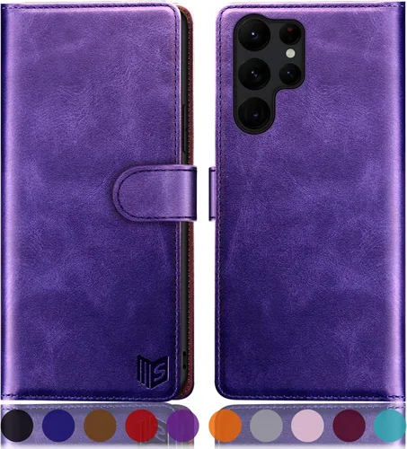 Vista 15 de SUANPOT - Funda para Samsung Galaxy S23 Ultra con bloqueo RFID, tarjetero con funda protectora de PU para teléfono, para mujeres y hombres