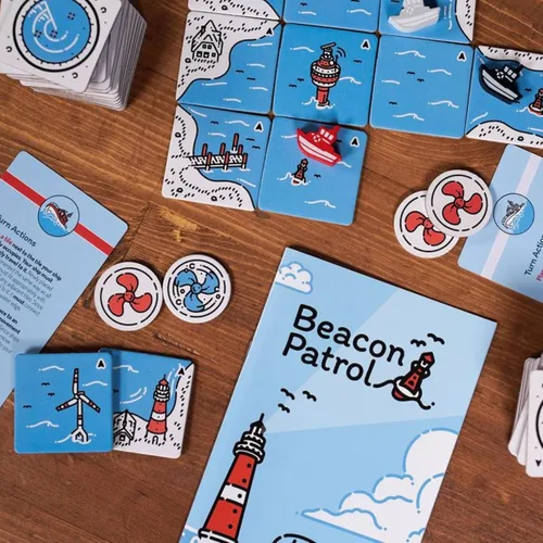 Vista 6 de Juego de mesa de patrulla de faro - ¡Aventura cooperativa de guardacostas! Juego de estrategia de colocación de azulejos, juego familiar divertido