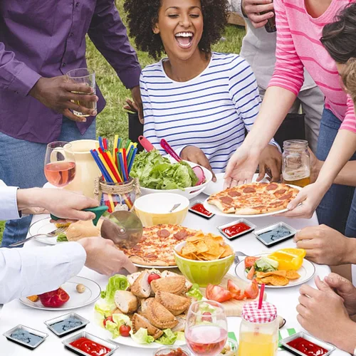 Vista 7 de DOERDO - 100 platos para salsa de soja desechables, bandeja para servir condimentos, platos de aperitivo para barbacoa, ensalada, salsa de tomate