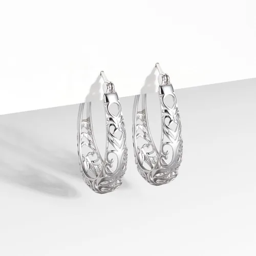 Vista 9 de Amazon Essentials Pendientes de aro ovalados de filigrana de plata de ley (anteriormente colección Amazon)