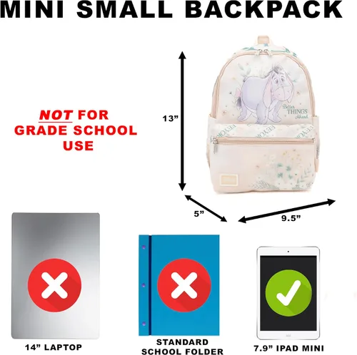 Vista 2 de Winnie the Pooh - Mochila de nailon Eeyore de 13 pulgadas, color beige