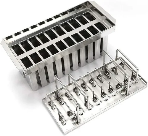 Vista 6 de 20 moldes para paletas, kit de soporte de moldes de paletas de hielo de acero inoxidable comercial GDAE10 con 100 palos de bambú reutilizables