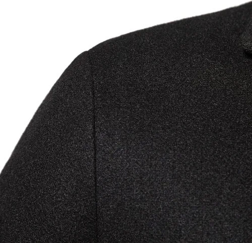 Vista 3 de INVACHI Abrigo largo de guisante de un solo pecho casual mezcla de algodón gabardina abrigo chaqueta
