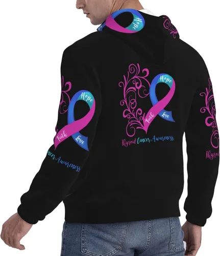 Vista 5 de Sudaderas con capucha unisex para hombre y mujer, para concienciación sobre el cáncer de tiroides