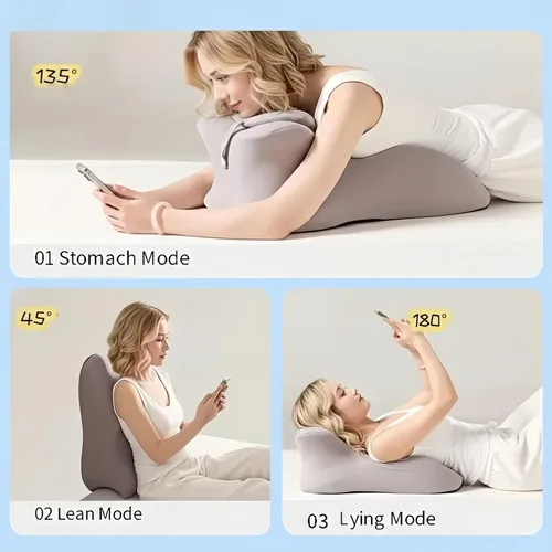 Vista 5 de Almohada de cuña para dormir, leer relajante, almohada ergonómica propensa de espuma viscoelástica para aliviar el dolor de espalda y cuello, uso