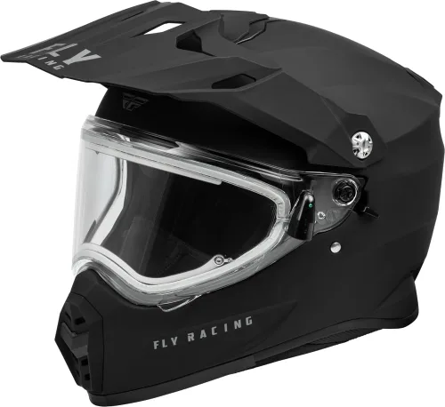 Vista 14 de Fly Racing Trekker Cold Weather MX ATV Off-Road Motorcycle Helmet Pizarra/Negro/Rojo (Dual Shield)