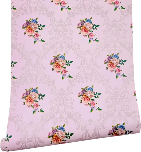 Vista 7 de Yifel Y - Revestimiento de estantes y cajones vintage con diseño floral, impermeable, para refrescar la pared, caja de almacenamiento de fotos, 17.7