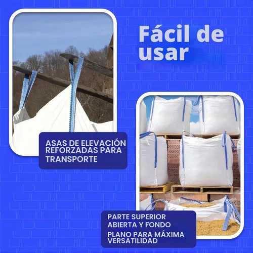 Vista 5 de DURASACK Bolsas de basura resistentes para constructores, 378 l, blancas, tejidas, de polipropileno, para demolición y construcción, con capacidad