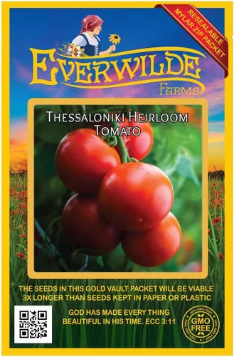 Vista 4 de Everwilde Farms - Semillas de tomate reliquia de Tesalónica de 1 onza - Gold Vault
