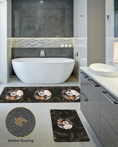 Vista 5 de Pumpkins Black Bath Mat for Tub,Non Slip Bathroom Floor Runner Rug Quick Dry & Absorbent Diatomaceous Earth Shower Sink Kitchen Washable