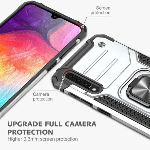 Vista 5 de Dionsibei Funda para Samsung Galaxy A50 A50S A30S, grado militar, soporte integrado con soporte de soporte, resistente, a prueba de golpes, funda