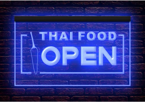Vista 10 de 110228 Thai Food Open Thailand Restaurant Cafe Bar Display LED Light Neon Sign (16 Colors By Remote, 12" X 8")