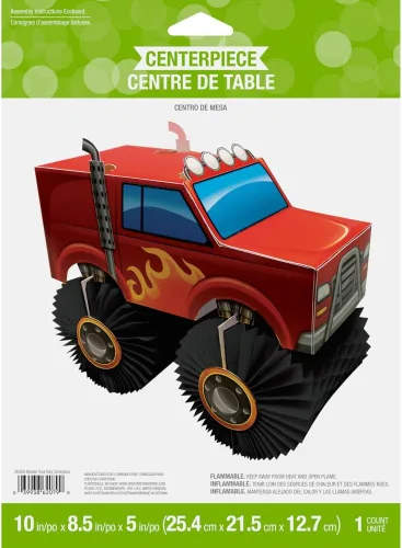 Vista 2 de Creative Converting Centro de mesa Monster Truck, 1 unidad, multicolor, 8.5" x 10