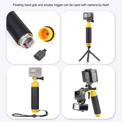 Vista 7 de GEPULY - Puerto domo para GoPro Hero 9, 10, 11, 12, 13 Black, carcasa de puerto domo impermeable subacuática + agarre flotante + accesorios