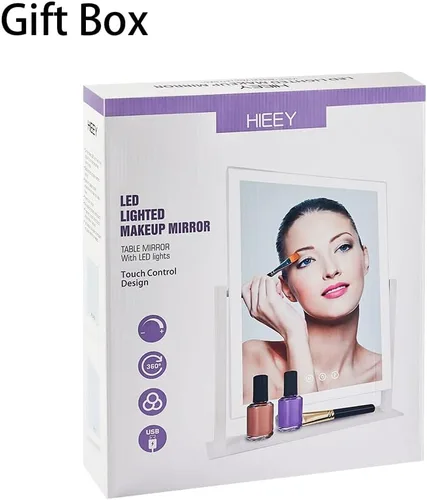 Vista 6 de HIEEY Espejo de maquillaje iluminado, espejo de tocador Hollywood con luces, tres modos de iluminación de color y espejo de aumento 5X, control