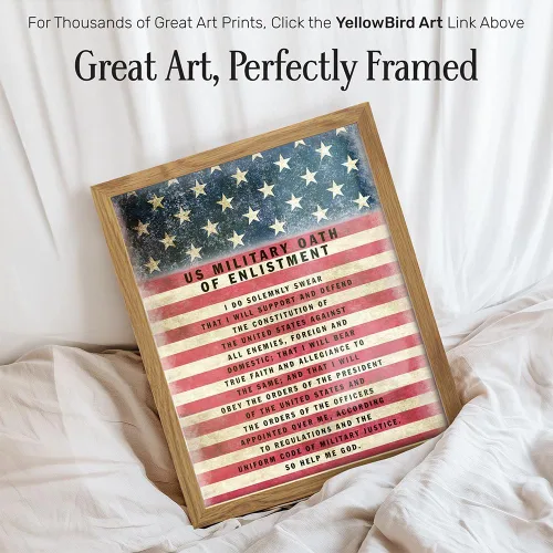 Vista 2 de Juramento Militar de Reclutamiento ENMARCADO - Arte de pared patriótico de la bandera americana, decoración - Regalo para soldados, ejército