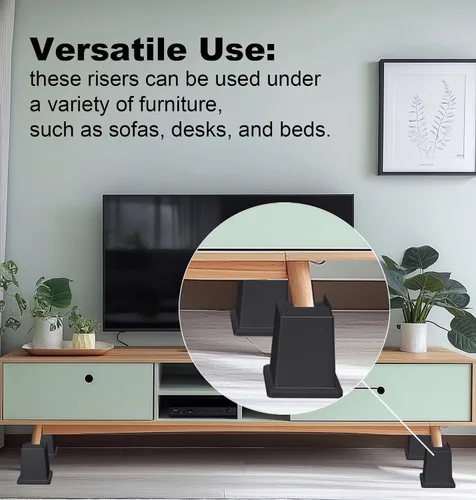 Vista 5 de Elevadores de cama resistentes de 6 pulgadas, juego de 4, soporta 1000 libras cada uno, protección del suelo, perfecto para sofás, escritorios