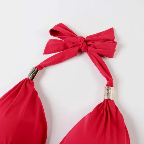 Vista 68 de RXRXCOCO - Traje de baño fruncido de una pieza, con cuello en V, para mujer, con control de abdomen y cuello halter