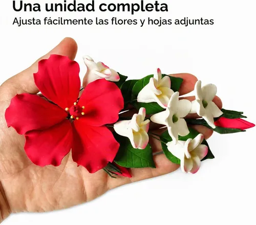 Vista 4 de Global Sugar Art Decoración para tartas de hibisco rosa profundo, flor tropical grande