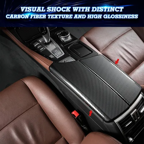 Vista 3 de x xotic tech Funda para reposabrazos central para interior del automóvil, con patrón de fibra de carbono, caja de almacenamiento, protector de tapa