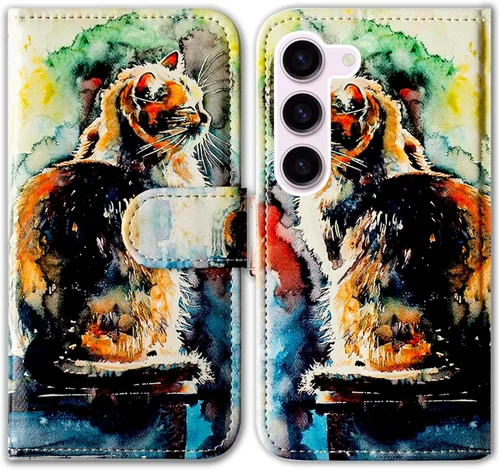 Vista 32 de Bcov Funda para Galaxy S23 Fe, funda de piel con tapa y función atril para Samsung Galaxy S23 FE