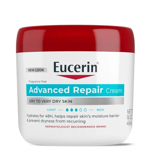 Vista 13 de Eucerin Advanced Repair Crema corporal enriquecida con urea, crema corporal sin perfume para piel seca con triple complejo hidratante, tubo de 8