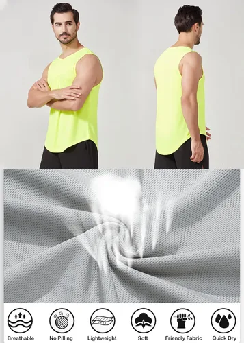 Vista 5 de KizBruo Camiseta sin mangas para hombre, deportiva, gimnasio, atletismo, entrenamiento, secado rápido, ajustada, ajustada, elige una talla más grande
