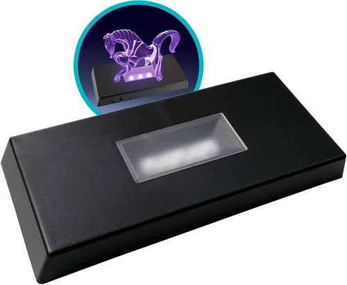 Vista 10 de Pedestal de 5 luces LED – Base programable de satén negro mate con alimentación AC/USB – para arte de cristal 3D – Trofeo, Orbe y bases de luz