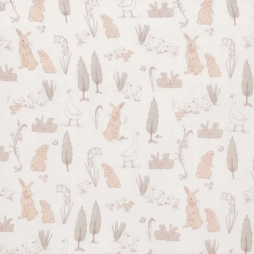 Vista 3 de Lambs & Ivy Signature Bunny Hop - Sábana bajera ajustable para cuna de algodón orgánico