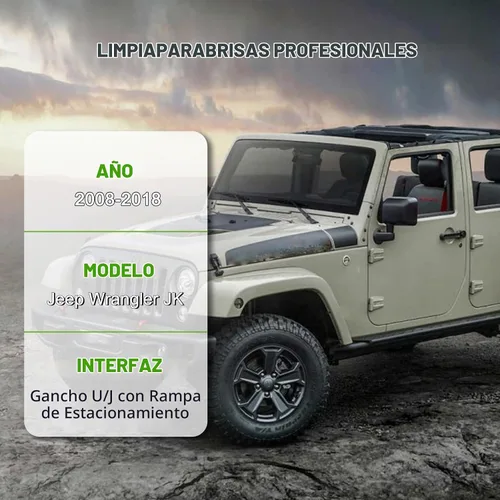 Vista 2 de PARRATI® - Limpiaparabrisas de repuesto de alto rendimiento con escobillas para parte trasera, para Jeep Wrangler 2007-2017 y Wrangler JK 2018