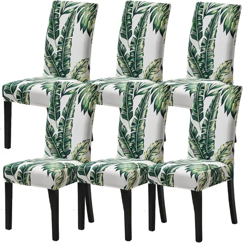 Vista 20 de Juego de 4 fundas para sillas de comedor, elásticas de elastano estampadas, fundas para sillas de comedor, lavables, extraíbles para sillas Parsons
