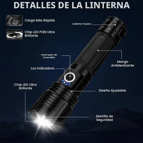 Vista 8 de 3Pack Flashlights High Lumens Rechargeable, 99,000 Lumens Super Bright LED Flashlight, Powerful Flash Light with 5 Modes, Flashlights for Home