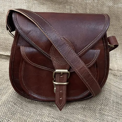 Vista 7 de URBAN LEATHER Bolso bandolera para mujer de cuero auténtico bohemio hippie hecho a mano vintage para viajes cruzado bolso de sillín para mujer bolso