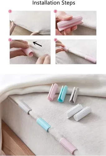 Vista 3 de Fibroxify Sujetadores para sábanas mantienen las sábanas cómodas (10 piezas, blanco)