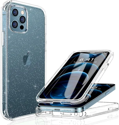 Vista 104 de Miracase - Funda magnética para iPhone 13 Pro Max de 6.7 pulgadas (compatible con MagSafe), transparente, completo, protector de pantalla de vidrio