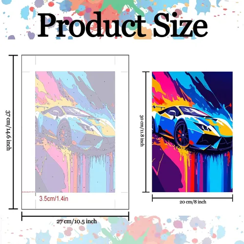 Vista 3 de Aihonmin Paquete de 6 pinturas por números para adultos, amantes de los automóviles, kit de pintura por números, sobre lienzo para principiantes